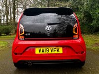 USED 2019 19 VOLKSWAGEN UP! 1.0 TSI up! GTI Hatchback 3dr Petrol Manual Euro 6 (s/s) (115 ps) ELDERLY GENTLEMAN LAST OWNED WITH ONLY 38,500 MILES AND FULL VW SPECIALIST SERVICE HISTORY//PANORAMIC GLASS ROOF//CRUISE CONTROL//BEATS MUSIC//REAR PARK ASSIST//ARM-REST//ELBOW PADS ON DOORS//HALIGEN HEADLAMPS//X4 NEW 205 TYRES//NEW CAMBELT AND NEW FRONT  BRAKE PADS AND DISCS 5,000 MILES AGO//STUNNING CONDTION INSIDE AND OUT Euro 6 (s/s) (115 ps) ELDERLY GENTLEMAN LAST OWNED WITH ONLY 38,500 MILES AND FULL VW SPECIALIST SERVICE HISTORY//PANORAMIC GLASS ROOF//CRUISE CONTROL//BEATS MUSIC//REAR PARK ASSIST//ARM-REST//ELBOW PADS ON DOORS//HALIGEN HEADLAMPS//X4 NEW 205 TYRES//NEW CAMBELT/// AND NEW FRONT  BRAKE PADS AND DISCS 5,000 MILES AGO//HEATED SEATS//STUNNING CONDTION INSIDE AND OUT