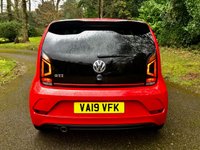 USED 2019 19 VOLKSWAGEN UP! 1.0 TSI up! GTI Hatchback 3dr Petrol Manual Euro 6 (s/s) (115 ps) ELDERLY GENTLEMAN LAST OWNED WITH ONLY 38,500 MILES AND FULL VW SPECIALIST SERVICE HISTORY//PANORAMIC GLASS ROOF//CRUISE CONTROL//BEATS MUSIC//REAR PARK ASSIST//ARM-REST//ELBOW PADS ON DOORS//HALIGEN HEADLAMPS//X4 NEW 205 TYRES//NEW CAMBELT AND NEW FRONT  BRAKE PADS AND DISCS 5,000 MILES AGO//STUNNING CONDTION INSIDE AND OUT Euro 6 (s/s) (115 ps) ELDERLY GENTLEMAN LAST OWNED WITH ONLY 38,500 MILES AND FULL VW SPECIALIST SERVICE HISTORY//PANORAMIC GLASS ROOF//CRUISE CONTROL//BEATS MUSIC//REAR PARK ASSIST//ARM-REST//ELBOW PADS ON DOORS//HALIGEN HEADLAMPS//X4 NEW 205 TYRES//NEW CAMBELT/// AND NEW FRONT  BRAKE PADS AND DISCS 5,000 MILES AGO//HEATED SEATS//STUNNING CONDTION INSIDE AND OUT