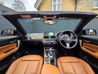 USED 2017 67 BMW 2 SERIES 1.5 218i M Sport Convertible 2dr Petrol Auto Euro 6 (s/s) (136 ps) Climate control A/C, Tan leather interior, M Sport Plus, Harmon Kardon Sound System, Folding Wingmirrors, Wireless Charging, Apple Carplay, Rear Parking Camera, Satellite navigation, Bluetooth, Voice control, USB input, Keyless drive, Auto wipers, Different drive modes, DAB radio, Front + Rear parking sensors, Auto headlights.