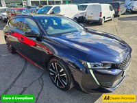 USED 2023 23 PEUGEOT 508 SW Blue 1.2 PureTech GT Euro 6 Estate, 43,200 miles, ULEZ compliant, Automatic, A/C, Bluetooth, Sat nav, F&R sensors, CarPlay/Android Auto and much more!! This 2023 Peugeot 508 SW GT is a superb example, having had only one owner from new. This stylish estate car boasts a 1.2 litre petrol engine and meets Euro 6 emission standards. It comes with a 3 month warranty for your peace of mind, and a full 12 months MOT will be provided upon purchase, ensuring its roadworthiness. Inside, you'll find the innovative Peugeot i-Cockpit featuring a Head Up Display, and the convenience of the PEUGEOT Open and Go System with keyless entry. Parking is made effort