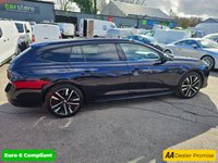 USED 2023 23 PEUGEOT 508 SW Blue 1.2 PureTech GT Euro 6 Estate, 43,200 miles, ULEZ compliant, Automatic, A/C, Bluetooth, Sat nav, F&R sensors, CarPlay/Android Auto and much more!! This 2023 Peugeot 508 SW GT is a superb example, having had only one owner from new. This stylish estate car boasts a 1.2 litre petrol engine and meets Euro 6 emission standards. It comes with a 3 month warranty for your peace of mind, and a full 12 months MOT will be provided upon purchase, ensuring its roadworthiness. Inside, you'll find the innovative Peugeot i-Cockpit featuring a Head Up Display, and the convenience of the PEUGEOT Open and Go System with keyless entry. Parking is made effort