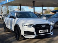 USED 2018 18 AUDI Q3 2.0 TDI Black Edition SUV 5dr Diesel S Tronic quattro Euro 6 (s/s) (150 ps) THIS CAR COMES WITH 6 MONTHS WARRANTY , BREAKDOWN COVER & RECOVERY++  GREAT EXAMPLE OF AUTOMATIC SUV NAVIGATION SYSTEM + DAB RADIO + USB CONNECTION + PARKING SENSORS + REVERSING CAMERA + HALF  LEATHER TRIM  + FRONT HEATED SEATS + CRUISE CONTROL + DUAL CLIMATE CONTROL + PRIVACY GLASS + 19 INCH ALLOY WHEELS + BOSE SOUND SYSTEM + AUTO START STOP + ELECTRIC PARKING BRAKE + HILL HOLD ASSIST + FOLDING MIRRORS + TRACTION CONTROL + DAY TIME RUNNING LIGHTS + KEY LESS START + AUTO TAILGATE +LUMBAR SUPPORT
