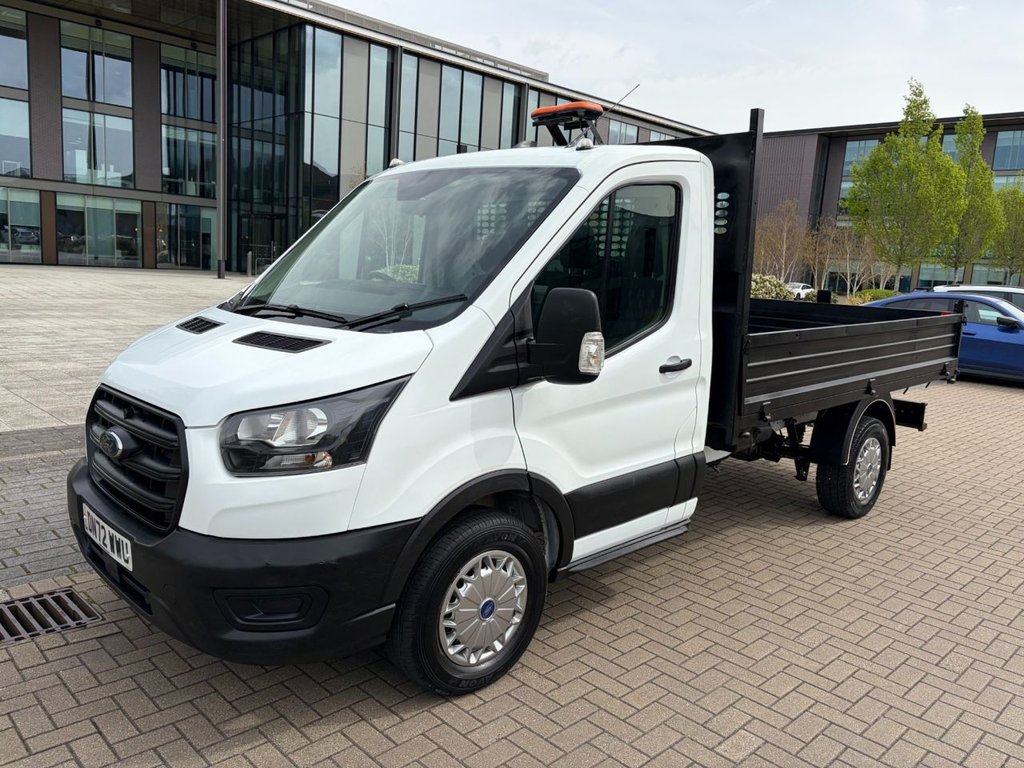 USED 2022 72 FORD TRANSIT 350 LEADER 2.0EcoBlue HD EU6 S/S L2 SINGLE CAB TIPPER RWD 130ps *E/W*STEEL BODY*TOW BAR* EURO 6-MWB-E/W-STEEL BODY
