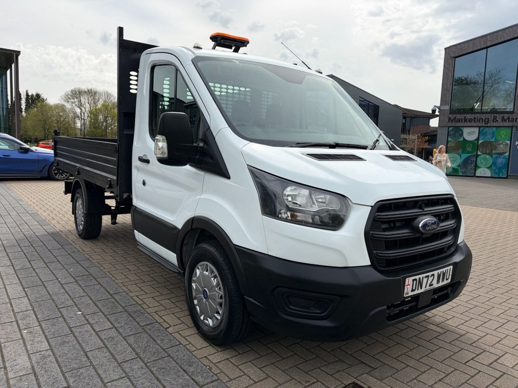 USED 2022 72 FORD TRANSIT 350 LEADER 2.0EcoBlue HD EU6 S/S L2 SINGLE CAB TIPPER RWD 130ps *E/W*STEEL BODY*TOW BAR* EURO 6-MWB-E/W-STEEL BODY