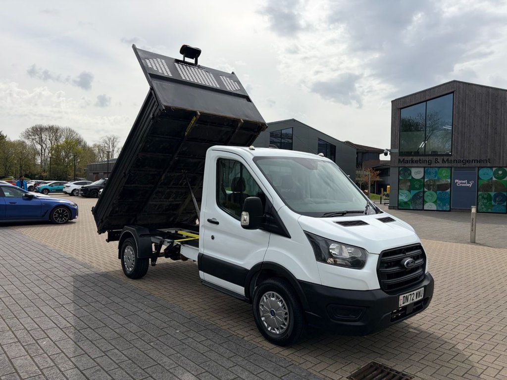 USED 2022 72 FORD TRANSIT 350 LEADER 2.0EcoBlue HD EU6 S/S L2 SINGLE CAB TIPPER RWD 130ps *E/W*STEEL BODY*TOW BAR* EURO 6-MWB-E/W-STEEL BODY