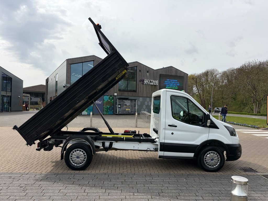 USED 2022 72 FORD TRANSIT 350 LEADER 2.0EcoBlue HD EU6 S/S L2 SINGLE CAB TIPPER RWD 130ps *E/W*STEEL BODY*TOW BAR* EURO 6-MWB-E/W-STEEL BODY
