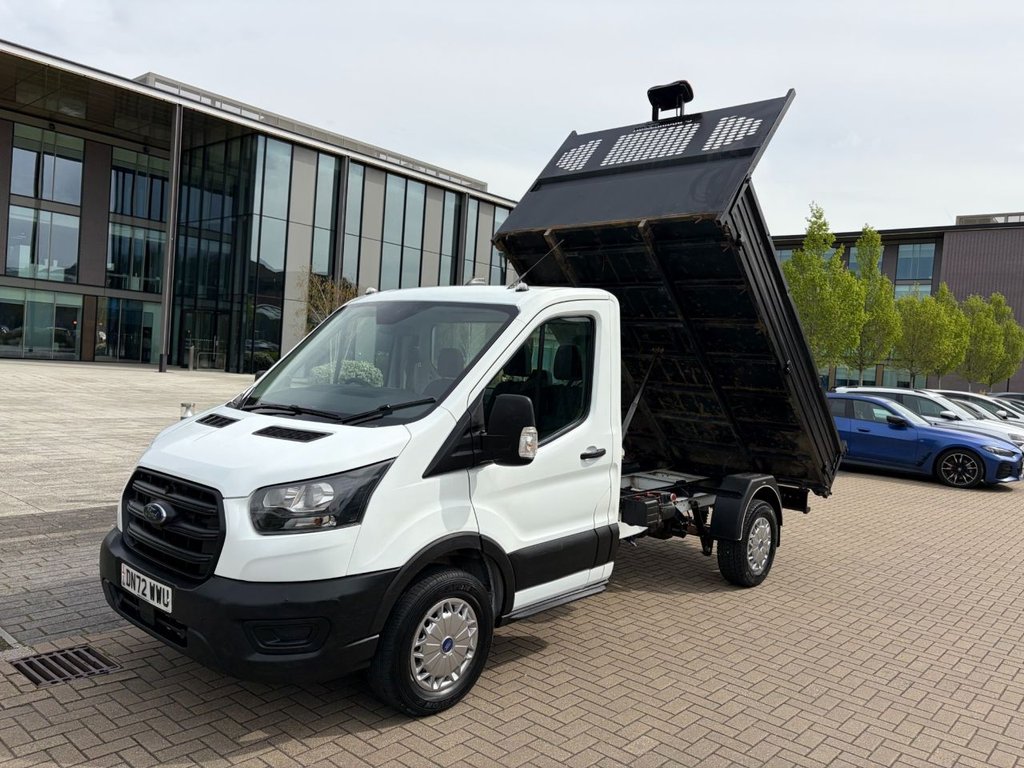 USED 2022 72 FORD TRANSIT 350 LEADER 2.0EcoBlue HD EU6 S/S L2 SINGLE CAB TIPPER RWD 130ps *E/W*STEEL BODY*TOW BAR* EURO 6-MWB-E/W-STEEL BODY