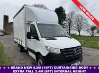USED 2022 22 MERCEDES-BENZ SPRINTER 2.0 315Cdi 3.5t. Lwb 4.2m x 2.4m Int. Height Curtainside Tail Lift, Eu 6, 150Bhp Only 49175 Miles From New, FREE Del