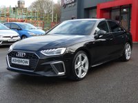 USED 2023 72 AUDI A4 2.0 TFSI 35 S line 4d Petrol S Tronic 150 S/S VIRTUAL COCKPIT (DIGITAL DASH), REAR VIEW CAMERA, SAT NAV, HEATED FRONT SEATS, AUDI SMART PHONE FOR WIRELESS APPLE CAR PLAY & ANDROID AUTO, 19 INCH ALLOYS, DAB RADIO, CRUISE CONTROL & SPEED LIMITER, SWEEPING INDICATORS, BLUETOOTH, FRONT & REAR PARKING SENSORS, ELECTRIC FOLDING HEATED MIRRORS, PRIVACY GLASS, S TRONIC AUTOMATIC, LEATHER ALCANTARA, SPORT SEATS, CLIMATE CONTROL, LIGHT & RAIN SENSORS, DRIVE SELECT, TIPTRONIC MFSW, AUTO HOLD, ISO FIX, FOLDING REAR SEATS, 1 OWNER, SERVICE HISTORY