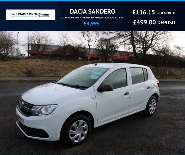 2018 DACIA SANDERO 2018 1.0 SCe Ambiance 2018,Bluetooth,Air Con,54mpg,F.S.H,Ulez Compliant £4,995 photo