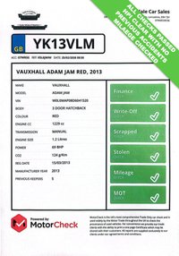 USED 2013 13 VAUXHALL ADAM 1.2 16v JAM Hatchback 3dr Petrol Manual Euro 5 (70 ps) This 2013 Vauxhall ADAM JAM is presented with a recent service completed on 16TH Marc 2026 at 94,296 miles, along with 2 new shock absorbers and a tie rod end and a new MOT ensuring it is ready for its next owner. This stylish JAM variant is equipped with a 1.2 litre petrol engine and comes with a 3 month warranty (OPTION TO UPGRADE )for your peace of mind.  Electronic Climate Control and Air Conditioning, perfect for any weather. Stay connected on the go with Bluetooth connectivity.