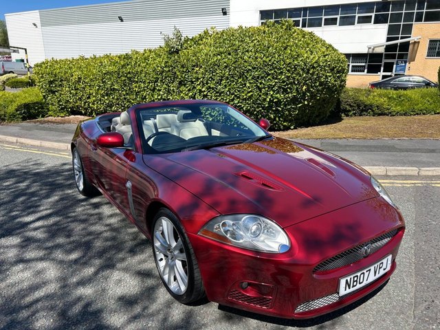 2007 07 Jaguar Xkr 4.2 V8 Convertible 2dr Petrol Auto Euro 4 (420 ps)- 2 Former Keepers-Finished In Rare Radiance Red Metallic-Heated Ivory Leather Upholstery- Caramel Soft Top-18 Service Stamps On File-Dual Climate Control-Cruise Control-Bluetooth-Satnav-Mfsw-Special Car In a Great Colour Combination.