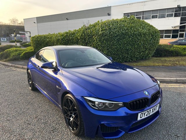 2020 20 BMW M4 3.0 BiTurbo GPF Competition Coupe 2dr Petrol DCT Euro 6 (s/s) (450 ps)-2 Former Keepers-Factory Extras Worth &pound;3,240-Finished In San Marino Blue Metallic-Extended Black Merino Leather Upholstery-Harman Kardon-Reversing Assist Camera-M Head-Up Display-Full Description To Follow.