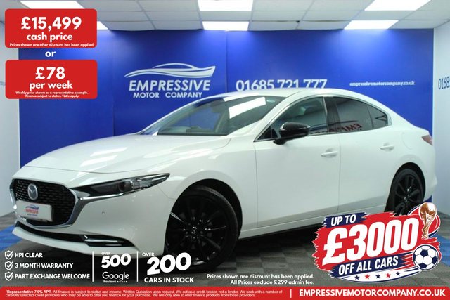 View our Mazda Mazda3 2.0 SKYACTIV-X MHEV GT Sport Saloon 4dr Petrol Manual Euro 6 (s/s) (180 ps)