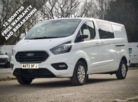 USED 2022 72 FORD TRANSIT CUSTOM 2.0 300 EcoBlue Limited Crew Van Double Cab 5dr Diesel Manual L2 H1 Euro 6 (s/s) (130 ps) Low Miles | Limited | Crew Van