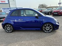 USED 2020 20 ABARTH 595 1.4 T-Jet Turismo 70th Hatchback 3dr Petrol Manual Euro 6 (165 bhp) 2 OWNERS FROM NEW* FIAT SERVICE HISTORY* SAT NAV* PARKING SENSORS* TRACTION CONTROL* AIR CON* SPORT STEERING MODE* PODIUM BLUE* ABARTH SPORT TAN LEATHER* BLUETOOTH PHONE AND AUDIO* DAB