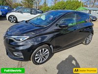 USED 2021 71 RENAULT ZOE Black R135 EV50 GT Line Hatchback, 39,533 miles, Rapid Charge Electric Automatic, Half leather, Sat Nav, Rear camera, Bluetooth, Air Conditioning . This 2021 Renault Zoe R135 GT Line is a superb example, having had only one owner since new. This electric hatchback boasts a 55 kWh battery offering a maximum range of 238 miles when new, making it ideal for both daily commutes and longer journeys. Charging is convenient, with a full charge at home using a 7kW charger taking  9 hours and 25 minutes, while rapid public charging can take you from empty to 80% in just 1 hour and 10 minutes. The vehicle comes with a 3 month warranty and a 12 month