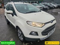 USED 2016 16 FORD ECOSPORT White 1.5 TDCi Titanium SUV, 59,859 miles, ULEZ compliant, Manual, 17in alloys, Half leather, Heated seats, Cruise Control, Air Conditioning. Boasting an exceptionally low mileage for its age, this 2016 Ford EcoSport TDCi Titanium presents a superb ownership proposition. With only two previous owners and a full service history, including a recent service at 58,626 miles on 11 September 2025, this vehicle has been meticulously maintained. It features a fuel efficient 1.5 litre diesel engine, meeting Euro 6 emissions standards, and comes with 12 months MOT for your peace of mind. Notable features include Electronic Automatic Temperature