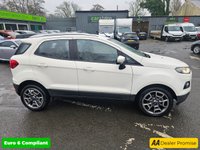 USED 2016 16 FORD ECOSPORT White 1.5 TDCi Titanium SUV, 59,859 miles, ULEZ compliant, Manual, 17in alloys, Half leather, Heated seats, Cruise Control, Air Conditioning. Boasting an exceptionally low mileage for its age, this 2016 Ford EcoSport TDCi Titanium presents a superb ownership proposition. With only two previous owners and a full service history, including a recent service at 58,626 miles on 11 September 2025, this vehicle has been meticulously maintained. It features a fuel efficient 1.5 litre diesel engine, meeting Euro 6 emissions standards, and comes with 12 months MOT for your peace of mind. Notable features include Electronic Automatic Temperature