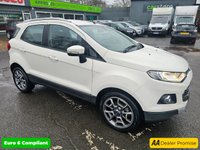 USED 2016 16 FORD ECOSPORT White 1.5 TDCi Titanium SUV, 59,859 miles, ULEZ compliant, Manual, 17in alloys, Half leather, Heated seats, Cruise Control, Air Conditioning. Boasting an exceptionally low mileage for its age, this 2016 Ford EcoSport TDCi Titanium presents a superb ownership proposition. With only two previous owners and a full service history, including a recent service at 58,626 miles on 11 September 2025, this vehicle has been meticulously maintained. It features a fuel efficient 1.5 litre diesel engine, meeting Euro 6 emissions standards, and comes with 12 months MOT for your peace of mind. Notable features include Electronic Automatic Temperature