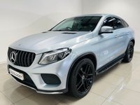 USED 2018 18 MERCEDES-BENZ GLE 3.0 GLE350d V6 AMG Line Coupe 5dr Diesel G-Tronic 4MATIC Euro 6 (s/s) (258 ps) Diamond Silver | Black Leather Interior | Heated Seats | Reversing Camera | Apple CarPlay | Bluetooth | Sat Nav | Electric Seats