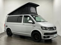 USED 2019 19 VOLKSWAGEN TRANSPORTER 2.0 TDI T28 BlueMotion Tech Highline Camper Van 5dr Diesel Manual FWD SWB Euro 6 (s/s) (102 ps) Striking Reflex Silver , Ebony Full Leather Interior hosting,  fridge , gashob , oven , diesel heater, solar roof panel, aux battery, water supply ,  popup  roof, detachable towbar,