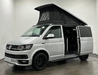 USED 2019 19 VOLKSWAGEN TRANSPORTER 2.0 TDI T28 BlueMotion Tech Highline Camper Van 5dr Diesel Manual FWD SWB Euro 6 (s/s) (102 ps) Striking Reflex Silver , Ebony Full Leather Interior hosting,  fridge , gashob , oven , diesel heater, solar roof panel, aux battery, water supply ,  popup  roof, detachable towbar,