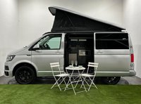 USED 2019 19 VOLKSWAGEN TRANSPORTER 2.0 TDI T28 BlueMotion Tech Highline Camper Van 5dr Diesel Manual FWD SWB Euro 6 (s/s) (102 ps) Striking Reflex Silver , Ebony Full Leather Interior hosting,  fridge , gashob , oven , diesel heater, solar roof panel, aux battery, water supply ,  popup  roof, detachable towbar,