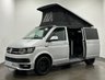 USED 2019 19 VOLKSWAGEN TRANSPORTER 2.0 TDI T28 BlueMotion Tech Highline Camper Van 5dr Diesel Manual FWD SWB Euro 6 (s/s) (102 ps) Striking Reflex Silver , Ebony Full Leather Interior hosting,  fridge , gashob , oven , diesel heater, solar roof panel, aux battery, water supply ,  popup  roof, detachable towbar,