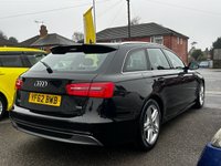USED 2012 62 AUDI A6 AVANT 2.0 TDI S line Estate 5dr Diesel Manual Euro 5 (s/s) (177 ps) MANUAL DIESEL FAMILY ESTATE + CLEAN CONDITION THROUGHOUGHT + GOOD SERVICE HISTORY + FRESH SERVICE + NEW MOT + CAMBELT AND WATERPUMP REPLACED IN 2024 + VERY ECONOMICAL + METALLIC PHANTOM BLACK COLOUR + SPEC INCLUDES SAT NAV, CRUISE CONTROL, AUTO LIGHTS AND WIPERS, FRONT AND REAR PARKING SENSORS, REMOTE LOCKING, ALLOY WHEELS, ISOFIX, MULTIFUNCTION STEERING WHEEL, DRIVE SELECT, BLUETOOTH, LEATHER INTERIOR, ISOFIX, ELECTRIC WINDOWS + 3 MONTHS WARRANTY + 12 MONTHS AA BREAKDOWN COVER INCLUDED