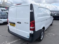 USED 2022 71 MERCEDES-BENZ VITO White 2.0 116 CDI Progressive Euro 6 panel van, 63,200 miles, ULEZ Compliant, Automatic, Bluetooth, Cruise, DAB, Reverse camera. Plus VAT @ 20%! This 2022 Mercedes Benz Vito 116 CDI Progressive offers exceptional provenance, having had only one owner and boasting a full service history with its last service completed on 06 November 2025 at 52,796 miles. This L3 XLWB model is powered by a 2.0 litre Euro 6 diesel engine delivering 161 bhp, and comes equipped with a 3 month warranty and a 12 month MOT provided on purchase. Notable features include a reversing camera with parking assistance, automatic headlights via the Headlight Assistant,