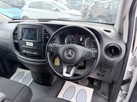 USED 2022 71 MERCEDES-BENZ VITO White 2.0 116 CDI Progressive Euro 6 panel van, 63,200 miles, ULEZ Compliant, Automatic, Bluetooth, Cruise, DAB, Reverse camera. Plus VAT @ 20%! This 2022 Mercedes Benz Vito 116 CDI Progressive offers exceptional provenance, having had only one owner and boasting a full service history with its last service completed on 06 November 2025 at 52,796 miles. This L3 XLWB model is powered by a 2.0 litre Euro 6 diesel engine delivering 161 bhp, and comes equipped with a 3 month warranty and a 12 month MOT provided on purchase. Notable features include a reversing camera with parking assistance, automatic headlights via the Headlight Assistant,