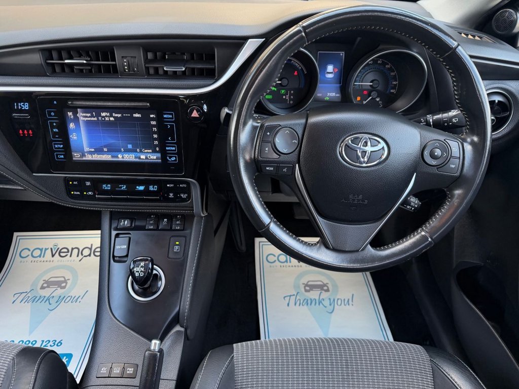 USED 2016 16 TOYOTA AURIS 1.8 VVT-h Excel Hatchback 5dr Petrol Hybrid CVT Euro 6 (s/s) (136 ps) 2 Owners|R.F Sensors|Camera|SatNaV|Half Leather Seats|