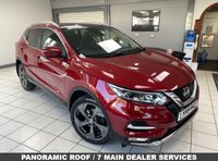 USED 2018 68 NISSAN QASHQAI 1.2 DIG-T Tekna SUV 5dr Petrol Manual Euro 6 (s/s) (115 ps) MAGNETIC RED METALLIC / BLACK TRIM / PANORAMIC GLASS ROOF / DUAL ZONE CLIMATE CONTROL / ELECTRIC WINDOWS / AUTO LIGHTS / WIPERS / CRUISE CONTROL / SPEED LIMITER / DAB TUNER / BOSE SPEAKERS / CD / AUX / USB / BLUETOOTH / SATNAV / 360 DEGREE CAMERAS / PARKING SENSORS / 19" ALLOYS / PRIVACY GLASS / MAIN DEALER SERVICE HISTORY / 7 SERVICES