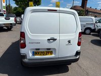 USED 2020 20 PEUGEOT PARTNER White 1.5 BlueHDi Euro 6 panel van, 44,000 miles, ULEZ compliant, 5-Speed manual, A/C, Bluetooth, Cruise, DAB, Rear sensors. Plus VAT @ 20%! Boasting exceptionally low mileage for its age, this 2020 Peugeot Partner presents a superb opportunity for discerning buyers.  This one owner vehicle has covered just 44,000 miles and benefits from a full service history, with its last service completed on 2025-12-04 at 43,323 miles.  The Professional trim level, featuring the 1.5 BlueHDi 1000 engine, is a Euro 6 compliant diesel model.  For your peace of mind, it will be supplied with a 12 month MOT upon purchase.  This Peugeot Partner is equi