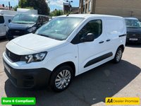 USED 2020 20 PEUGEOT PARTNER White 1.5 BlueHDi Euro 6 panel van, 44,000 miles, ULEZ compliant, 5-Speed manual, A/C, Bluetooth, Cruise, DAB, Rear sensors. Plus VAT @ 20%! Boasting exceptionally low mileage for its age, this 2020 Peugeot Partner presents a superb opportunity for discerning buyers.  This one owner vehicle has covered just 44,000 miles and benefits from a full service history, with its last service completed on 2025-12-04 at 43,323 miles.  The Professional trim level, featuring the 1.5 BlueHDi 1000 engine, is a Euro 6 compliant diesel model.  For your peace of mind, it will be supplied with a 12 month MOT upon purchase.  This Peugeot Partner is equi