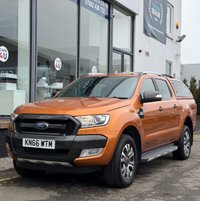 USED 2016 66 FORD RANGER 3.2 TDCi Wildtrak Pickup Double Cab 4dr Diesel Auto 4WD Euro 5 (200 ps) THIS CAR COMES WITH 6 MONTHS WARRANTY , BREAKDOWN COVER & RECOVERY++  GREAT EXAMPLE OF AUTOMATIC 4 X 4 + APPLE CAR PLAY/ ANDRIOD AUTO + NAVIGATION SYSTEM + BLUETOOTH + DAB RADIO + USB CONNECTION + FRONT AND REAR PARKING SENSORS + REVERSING CAMERA + FRONT HEATED SEATS + CRUISE CONTROL + CLIMATE CONTROL + PRIVACY GLASS + 18 INCH ALLOY WHEELS + HILL HOLD ASSIST + TRACTION CONTROL + DAY TIME RUNNING LIGHTS + FULL LEATEHER STITCHED STEERING WHEEL + FRONT ELECTRIC SEATS +