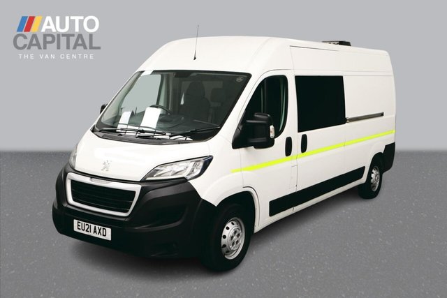 View our Peugeot Boxer 2.2 BlueHDi 335 Professional 140 BHP L3 H2 7 Seats Welfare Van Euro 6 ULEZ Compliant