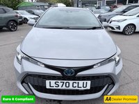 USED 2020 70 TOYOTA COROLLA Grey 2.0 VVT-h Design Touring Sports, 74,973 miles, ULEZ compliant, Hybrid auto, 8in Touchscreen, CarPlay/Android Auto, Sat Nav, Rear Camera, A/C. This 2020 Toyota Corolla VVT-h Design boasts an impressive service history with its last service completed on 30th October 2025 at 58,505 miles, offering peace of mind for its next owner. This Euro 6 compliant model features a powerful yet efficient 2.0L petrol hybrid engine, paired with the Design trim for a refined driving experience. You'll also benefit from a 3 month warranty and a 12 month MOT provided on purchase, ensuring roadworthiness.  Experience enhanced comfort and convenience with h