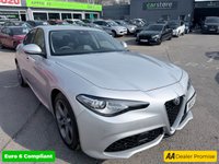 USED 2019 19 ALFA ROMEO GIULIA Grey 2.0T Veloce Euro 6 saloon, 75,150 miles, ULEZ compliant, Automatic, Leather, Sat nav, CarPlay/Android Auto, Climate, Cruise, DAB, 18in Alloys. This 2019 Alfa Romeo Giulia T Veloce offers a compelling blend of performance and technology, presented with a 3 month warranty for your peace of mind. As a Euro 6 compliant vehicle, it features a potent 2.0 litre petrol engine and is equipped with 18 inch dark finish alloy wheels, Bi-Xenon headlamps with LED daytime running lights, and the Convenience Pack which includes keyless entry. Inside, you will find the Alfa Connect 3D Nav 8.8 inch infotainment system, complete with Bluetooth connectivi