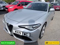 USED 2019 19 ALFA ROMEO GIULIA Grey 2.0T Veloce Euro 6 saloon, 75,150 miles, ULEZ compliant, Automatic, Leather, Sat nav, CarPlay/Android Auto, Climate, Cruise, DAB, 18in Alloys. This 2019 Alfa Romeo Giulia T Veloce offers a compelling blend of performance and technology, presented with a 3 month warranty for your peace of mind. As a Euro 6 compliant vehicle, it features a potent 2.0 litre petrol engine and is equipped with 18 inch dark finish alloy wheels, Bi-Xenon headlamps with LED daytime running lights, and the Convenience Pack which includes keyless entry. Inside, you will find the Alfa Connect 3D Nav 8.8 inch infotainment system, complete with Bluetooth connectivi