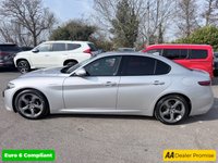 USED 2019 19 ALFA ROMEO GIULIA Grey 2.0T Veloce Euro 6 saloon, 75,150 miles, ULEZ compliant, Automatic, Leather, Sat nav, CarPlay/Android Auto, Climate, Cruise, DAB, 18in Alloys. This 2019 Alfa Romeo Giulia T Veloce offers a compelling blend of performance and technology, presented with a 3 month warranty for your peace of mind. As a Euro 6 compliant vehicle, it features a potent 2.0 litre petrol engine and is equipped with 18 inch dark finish alloy wheels, Bi-Xenon headlamps with LED daytime running lights, and the Convenience Pack which includes keyless entry. Inside, you will find the Alfa Connect 3D Nav 8.8 inch infotainment system, complete with Bluetooth connectivi