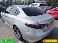USED 2019 19 ALFA ROMEO GIULIA Grey 2.0T Veloce Euro 6 saloon, 75,150 miles, ULEZ compliant, Automatic, Leather, Sat nav, CarPlay/Android Auto, Climate, Cruise, DAB, 18in Alloys. This 2019 Alfa Romeo Giulia T Veloce offers a compelling blend of performance and technology, presented with a 3 month warranty for your peace of mind. As a Euro 6 compliant vehicle, it features a potent 2.0 litre petrol engine and is equipped with 18 inch dark finish alloy wheels, Bi-Xenon headlamps with LED daytime running lights, and the Convenience Pack which includes keyless entry. Inside, you will find the Alfa Connect 3D Nav 8.8 inch infotainment system, complete with Bluetooth connectivi
