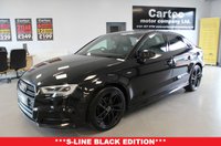 USED 2019 68 AUDI A3 1.6 TDI 30 Black Edition Saloon 4dr Diesel S Tronic Euro 6 (s/s) (116 ps) ***DSG AUTOMATIC***SERVICE HISTORY***S-LINE EMBOSSED SPORTS SEATS***APPLE CAR PLAY***MMI SAT NAV***MMI RADIO PLUS RETRACTABLE SCREEN***REAR PARKING AID***PADDLE SHIFT***BLUETOOTH***SPORTS SUSPENSION***