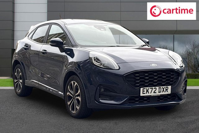 View our Ford Puma 1.0T EcoBoost MHEV ST-Line SUV 5dr Petrol Hybrid Manual Euro 6 (s/s) (155 ps) Rear Parking Sensors, Restrain Device Pack, Ford SYNC3 Navigation, 17In Alloys, Power Foldable Door Mirrors