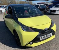 USED 2016 66 TOYOTA AYGO 1.0 VVT-i x-cite 3 Yellow Bi-Tone Hatchback 5dr Petrol Manual Euro 6 (68 ps) LONG MOT, JUST BEEN SERVICED, HPI CLEAR, 2 X KEYS, 1 PREVIOUS OWNER! BLUETOOTH, AIR CON, ELECTRIC WINDOWS, PRIVACY GLASS, BLACK GLOSS ALLOYS!