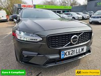 USED 2021 21 VOLVO V90 Grey 2.0 B4 MHEV R-Design, 80,900 miles, ULEZ compliant, Automatic, Sat Nav, Leather, Rear camera, CarPlay/Android Auto, Full Volvo Service history This 2021 Volvo V90 B4 R Design offers a compelling blend of style and efficiency, boasting a 2.0 litre petrol hybrid engine and meeting Euro 6 emission standards.  With a 3 month warranty for your peace of mind, this R Design trim level comes equipped with a Climate Pack featuring heated seats and a heated steering wheel, perfect for those colder days.  Enjoy seamless connectivity with smartphone integration, including Apple CarPlay and Android Auto, and the convenience of Keyless Drive with ke