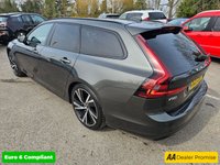 USED 2021 21 VOLVO V90 Grey 2.0 B4 MHEV R-Design, 80,900 miles, ULEZ compliant, Automatic, Sat Nav, Leather, Rear camera, CarPlay/Android Auto, Full Volvo Service history This 2021 Volvo V90 B4 R Design offers a compelling blend of style and efficiency, boasting a 2.0 litre petrol hybrid engine and meeting Euro 6 emission standards.  With a 3 month warranty for your peace of mind, this R Design trim level comes equipped with a Climate Pack featuring heated seats and a heated steering wheel, perfect for those colder days.  Enjoy seamless connectivity with smartphone integration, including Apple CarPlay and Android Auto, and the convenience of Keyless Drive with ke