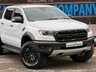USED 2020 70 FORD RANGER 2.0 ECOBLUE RAPTOR PICKUP DOUBLE CAB 4DR DIESEL AUTO 4WD EURO 6 (S/S) (213 PS) NAV NO VAT - FULL SERVICE HISTORY - WET BELT JUST BEEN DONE - GENUINE  RAPTOR - EURO 6  - HPI CHECK ALL CLEAR - ULEZ / CAZ / LEZ COMPLIANT - AUTOMATIC - METTALIC WHITE PAINTWORK - DOUBLE CAB - SPORT SEATS - SAT NAV - REVERSE CAMERA - CRUISE CONTROL - HEATED SEATS - DUAL ZONE CLIMATE - AIR CONDITIONING - DAB / RADIO / BLUETOOTH - BI XENON HEADLIGHTS -  FINANCE AVAILABLE - ZERO DEPOSIT OFFERS - ALL VANS/CARS WELCOME IN PART-EXCHANGE, ANY AGE, ANY MILEAGE, ANY CONDITION