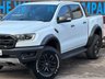 USED 2020 70 FORD RANGER 2.0 ECOBLUE RAPTOR PICKUP DOUBLE CAB 4DR DIESEL AUTO 4WD EURO 6 (S/S) (213 PS) NAV NO VAT - FULL SERVICE HISTORY - WET BELT JUST BEEN DONE - GENUINE  RAPTOR - EURO 6  - HPI CHECK ALL CLEAR - ULEZ / CAZ / LEZ COMPLIANT - AUTOMATIC - METTALIC WHITE PAINTWORK - DOUBLE CAB - SPORT SEATS - SAT NAV - REVERSE CAMERA - CRUISE CONTROL - HEATED SEATS - DUAL ZONE CLIMATE - AIR CONDITIONING - DAB / RADIO / BLUETOOTH - BI XENON HEADLIGHTS -  FINANCE AVAILABLE - ZERO DEPOSIT OFFERS - ALL VANS/CARS WELCOME IN PART-EXCHANGE, ANY AGE, ANY MILEAGE, ANY CONDITION